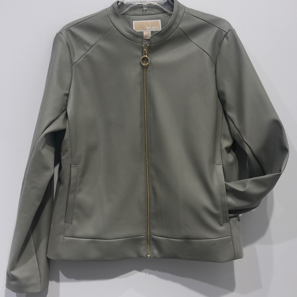 NWT MICHAEL Michael Kors vegan leather jacket L